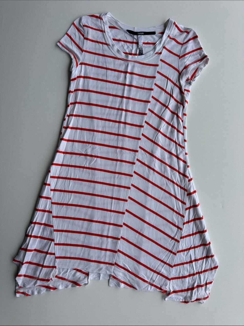 Kensie Red and White Striped Casual A-Line Dress